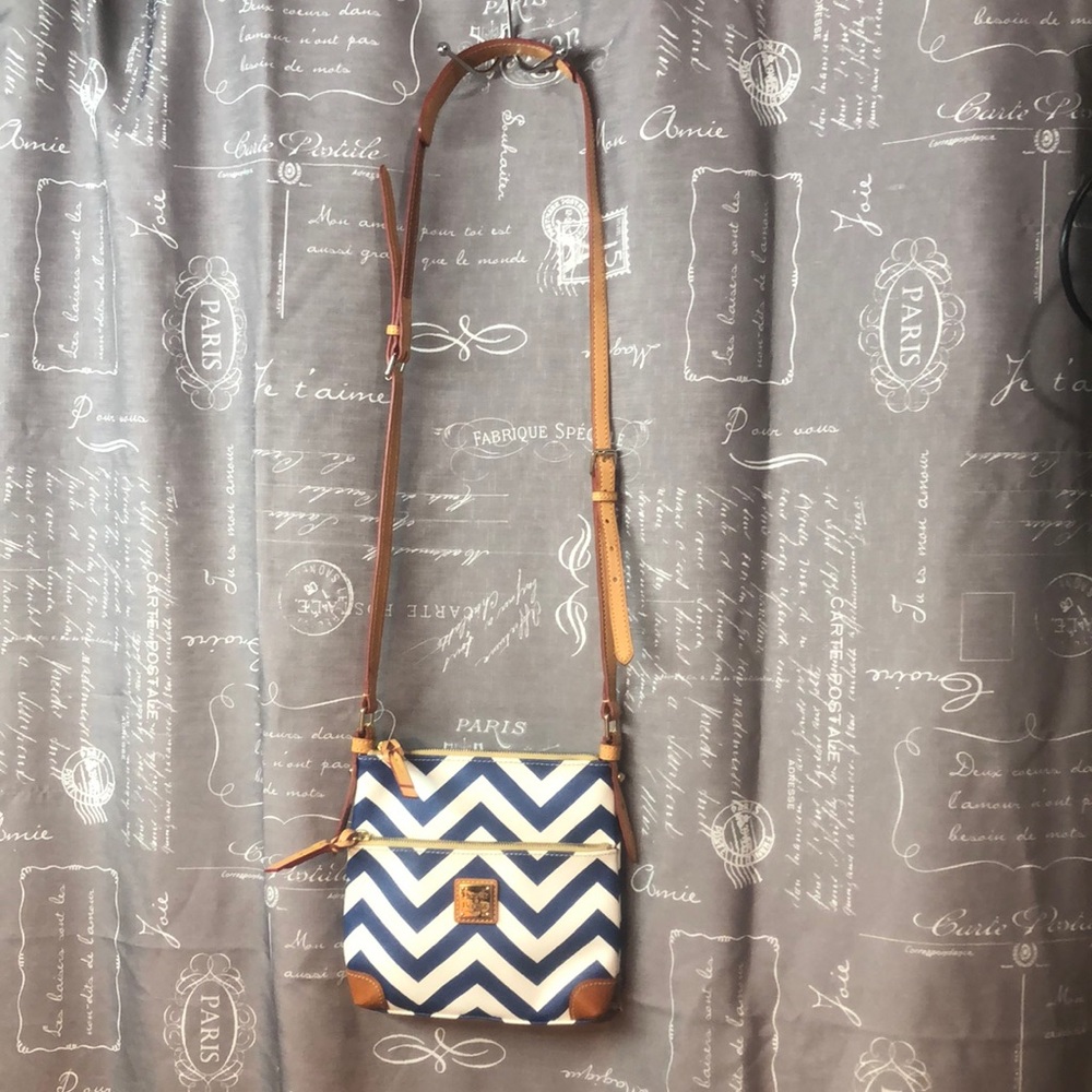Blue and white chevron Dooney & Bourke crossbody.